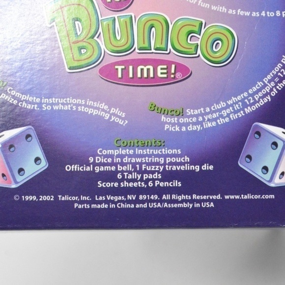 Talicor Original Bunco Dice Game Family Fun Game Night - Picture 8 of 8
